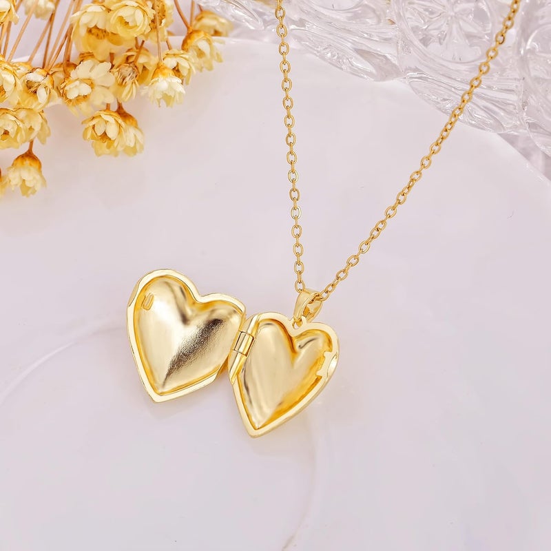 YOUFENG Love Heart Locket Necklace that Holds Pictures Photo Locket Birthday Gifts - Image 3